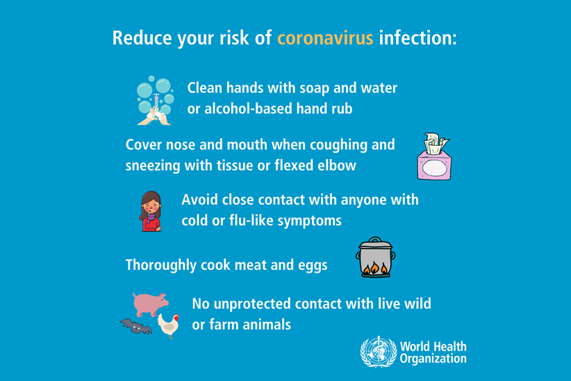 A graphic showing the CDC's recommendations for reducing risk of being infected with coronavirus